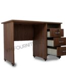 BUREAU EN MELAMINE PIEDS BOIS AVEC CAISSON FIXE DE TROIS TIROIRS 