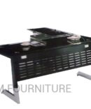 BUREAU DE DIRECTION EN VERRE STRUCTURE METALLIQUE AVEC RETOUR ET CAISSON MOBILE