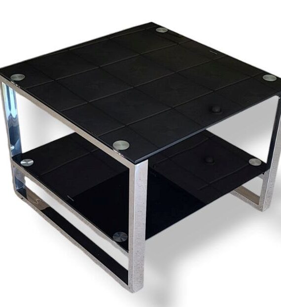 TABLE BASSE EN VERRE INOX 60CM